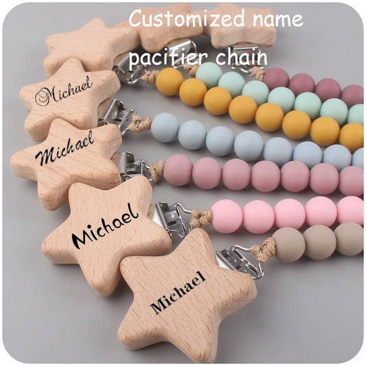 Personalized Baby Pacifier Clip with Star, Baby Shower Gift, Cute and Practical